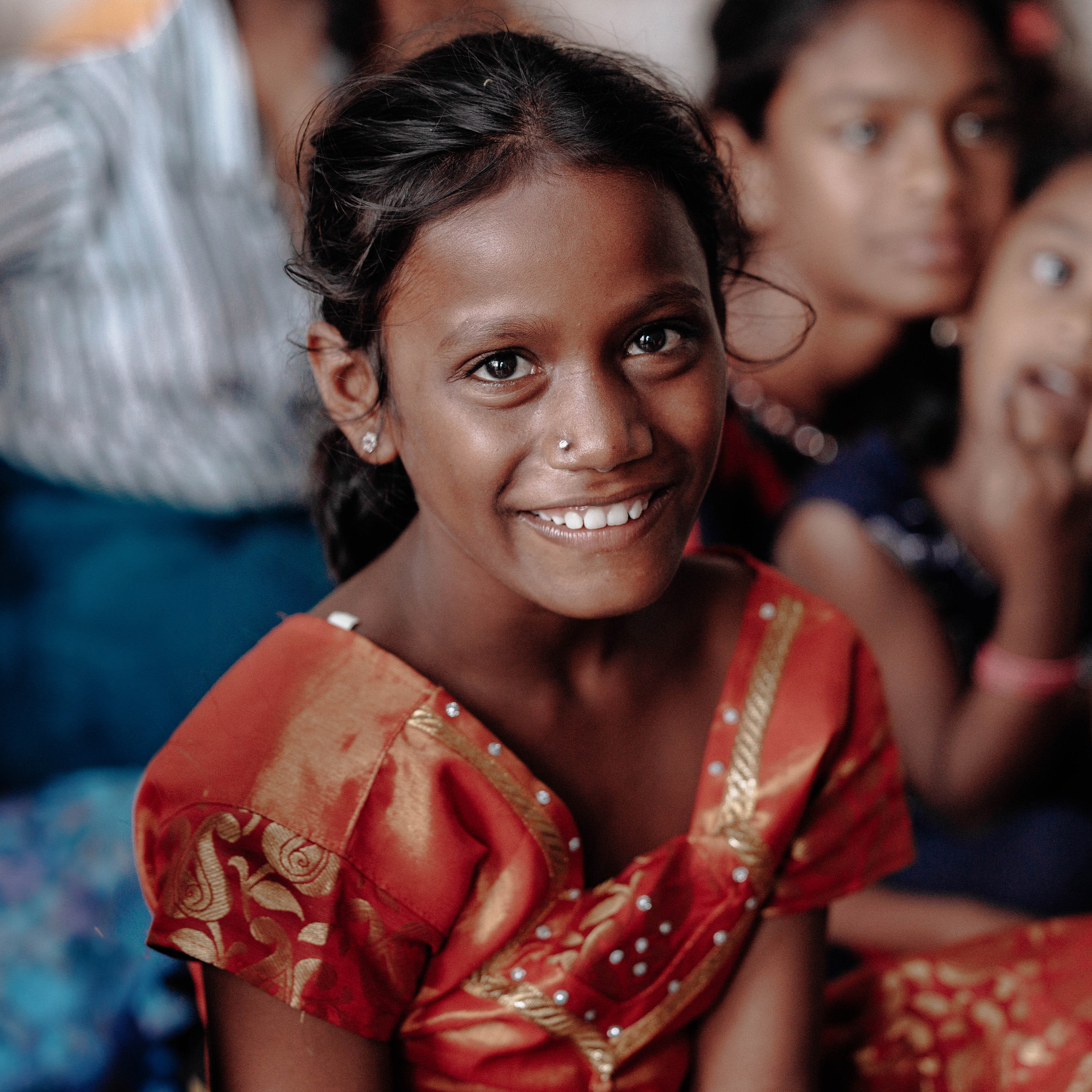 Smiling orphaned Indian girl