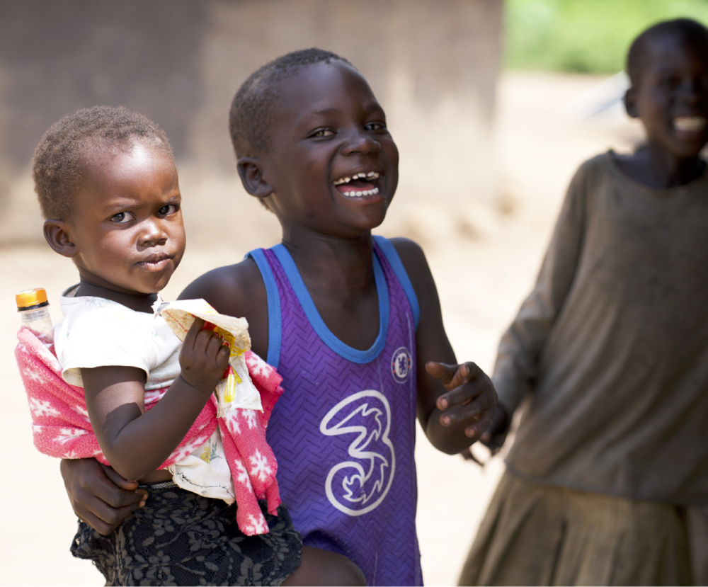 Orphaned children smiling