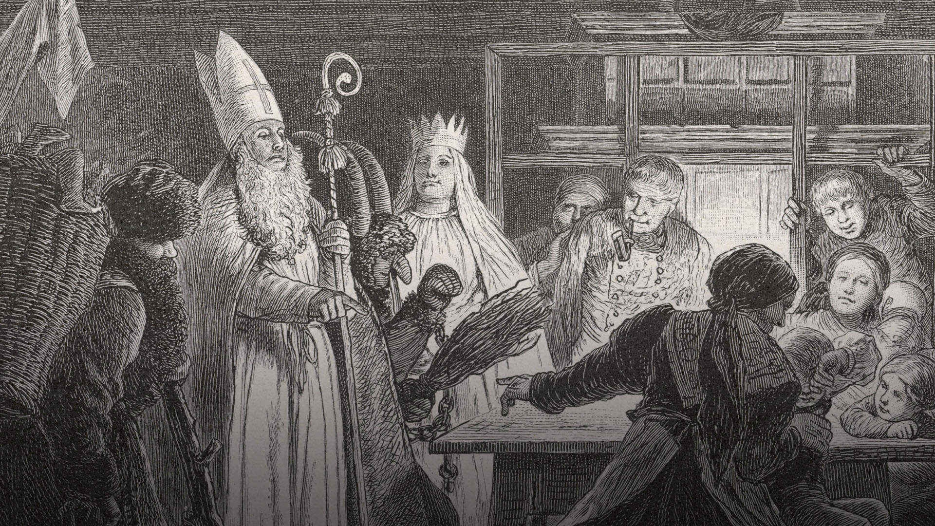 old illustrated decpiction of St. Nick