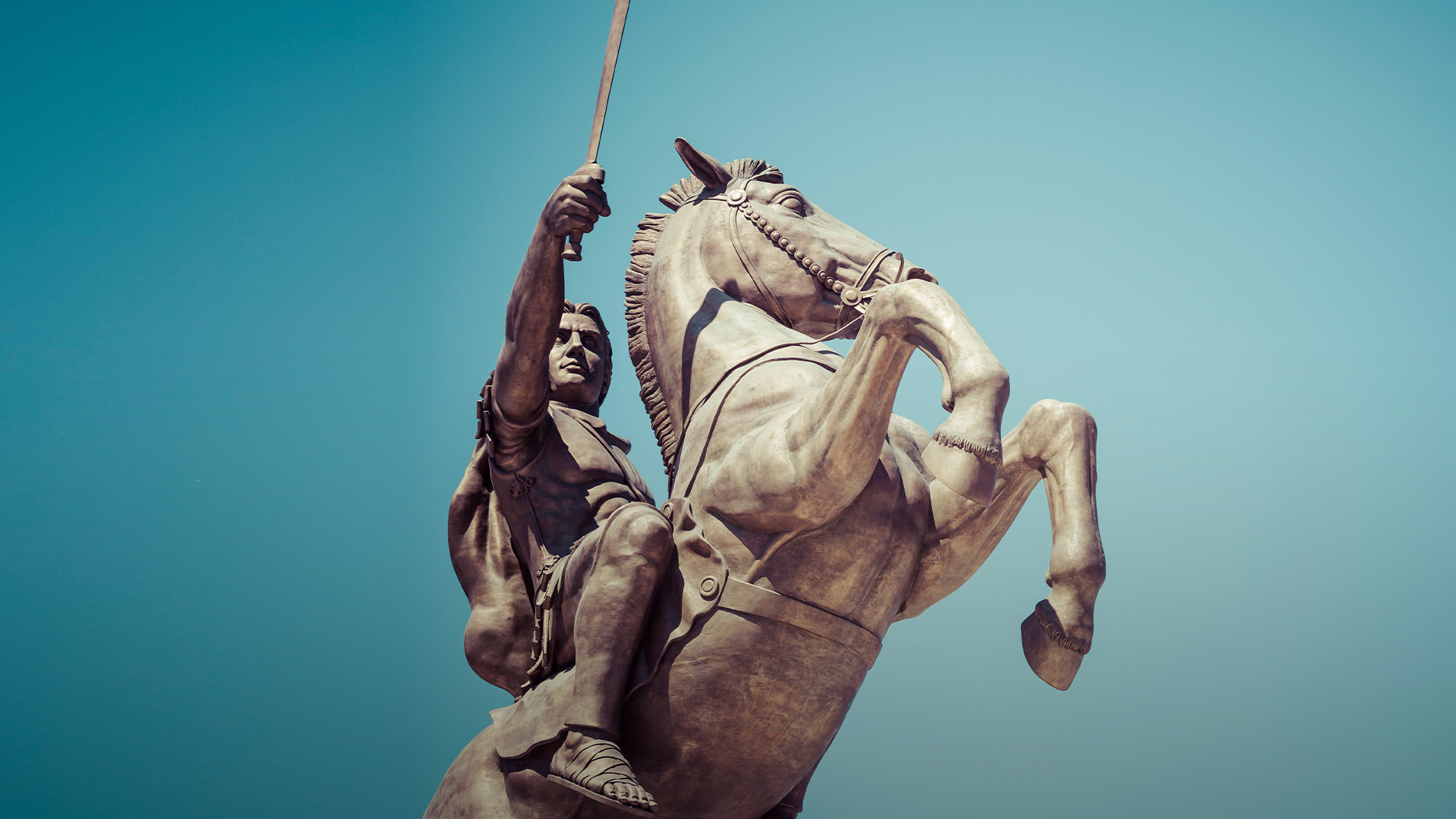 Warrior on a Horse statue Alexander the Great on Skopje Square