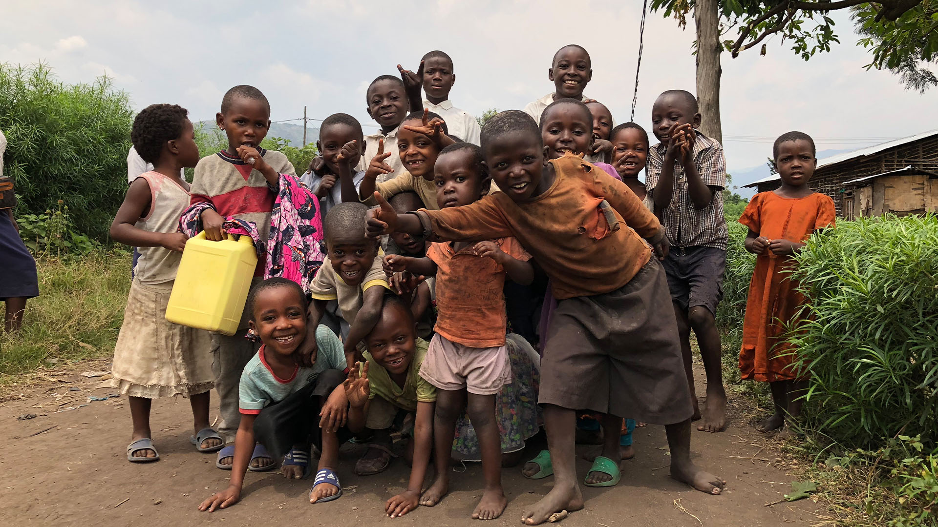 Group of African children smiling to the camera