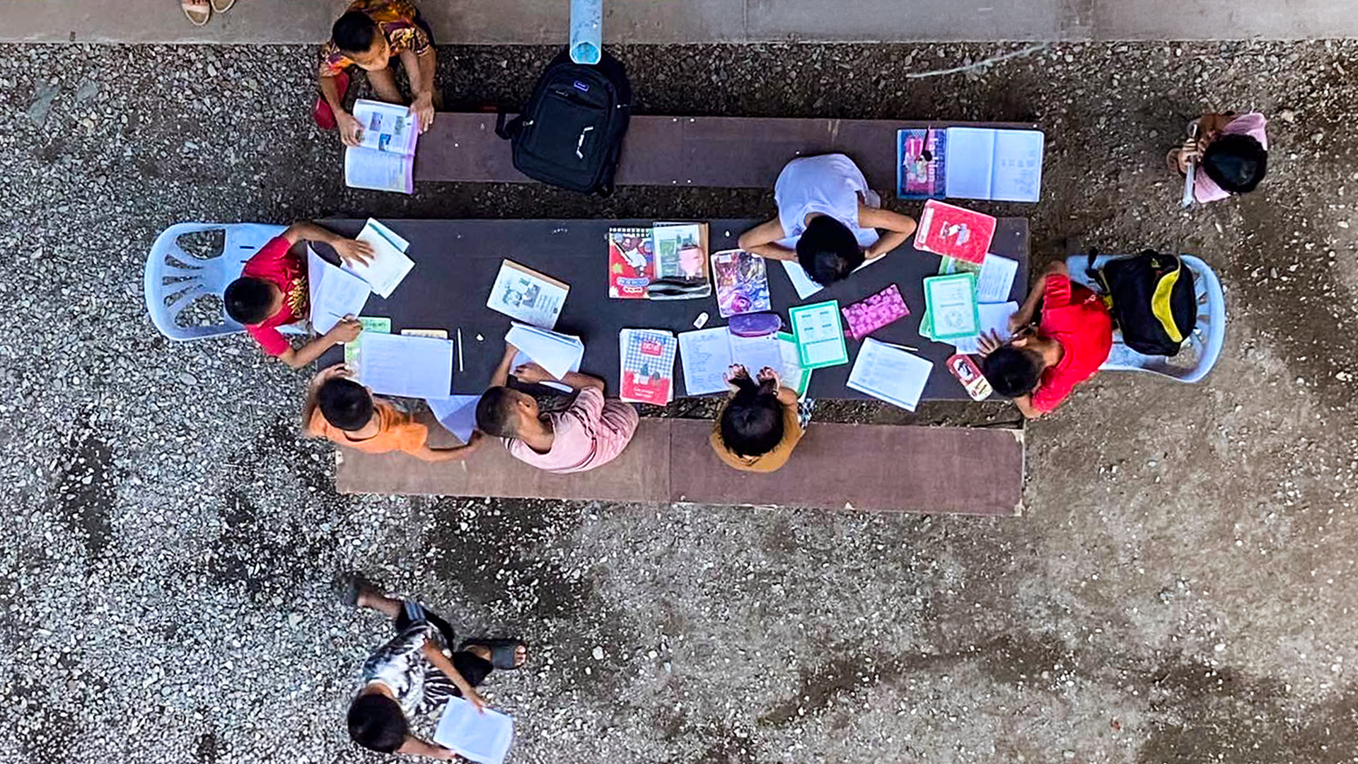 Orphan kids studying in Myanmar