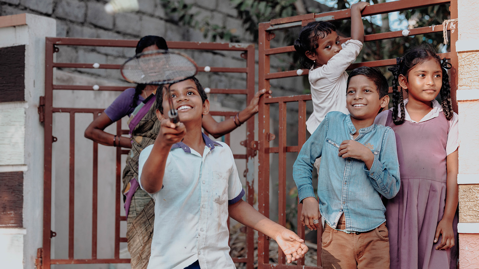 Children playing badminton 