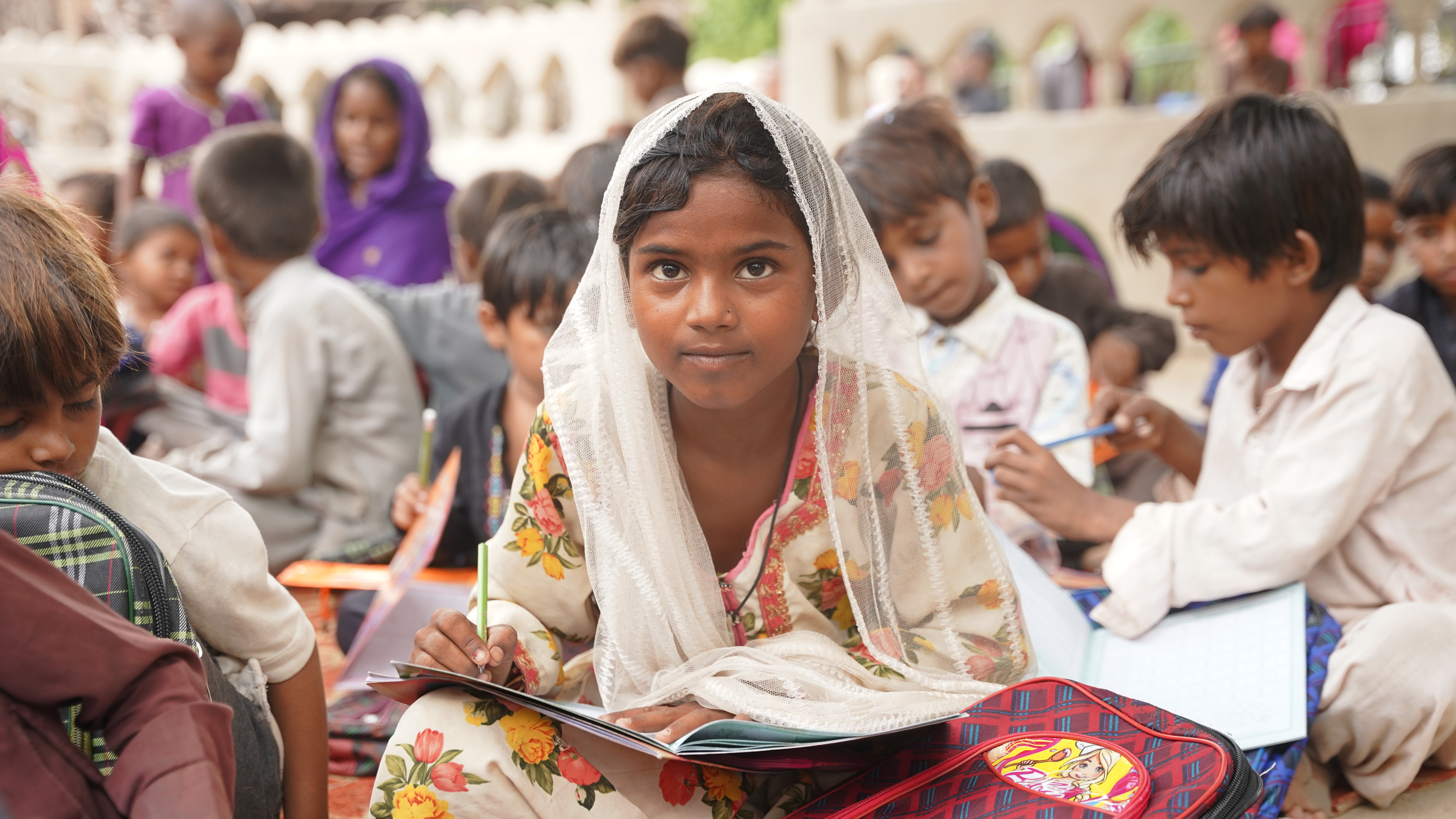 Orphaned girl smiling