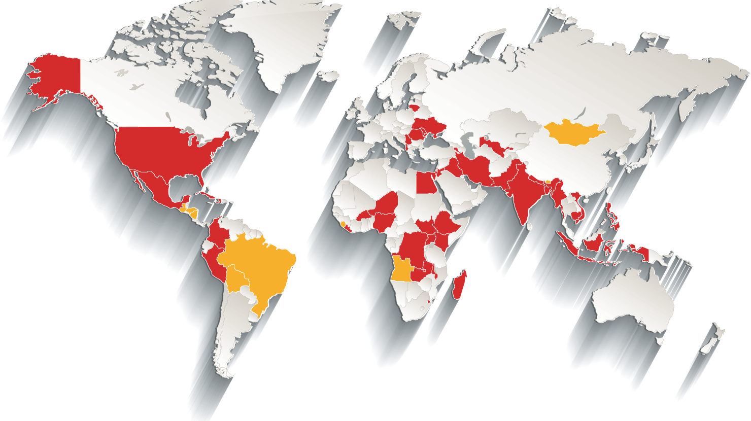 Map of countries that World Challenge is working in