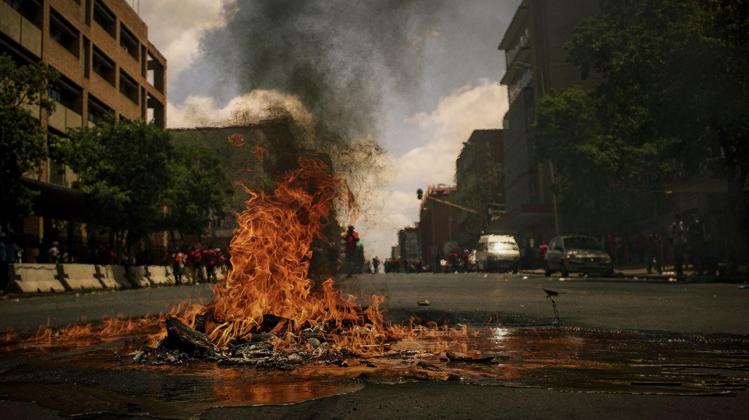 Streets aflame due to rioting