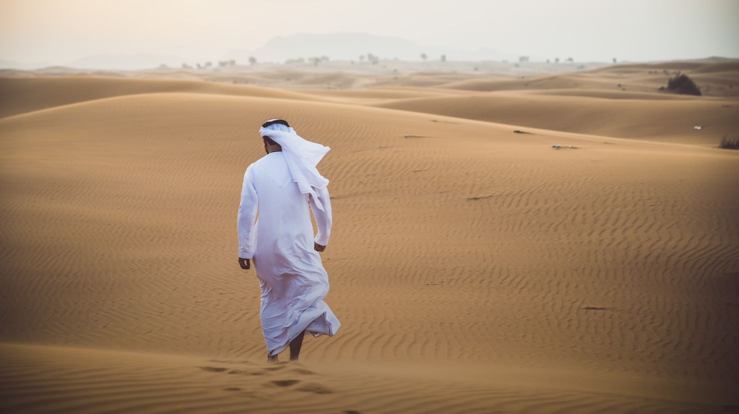 Man walking in the desert