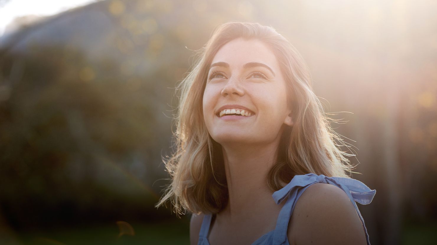 carefree woman in spring