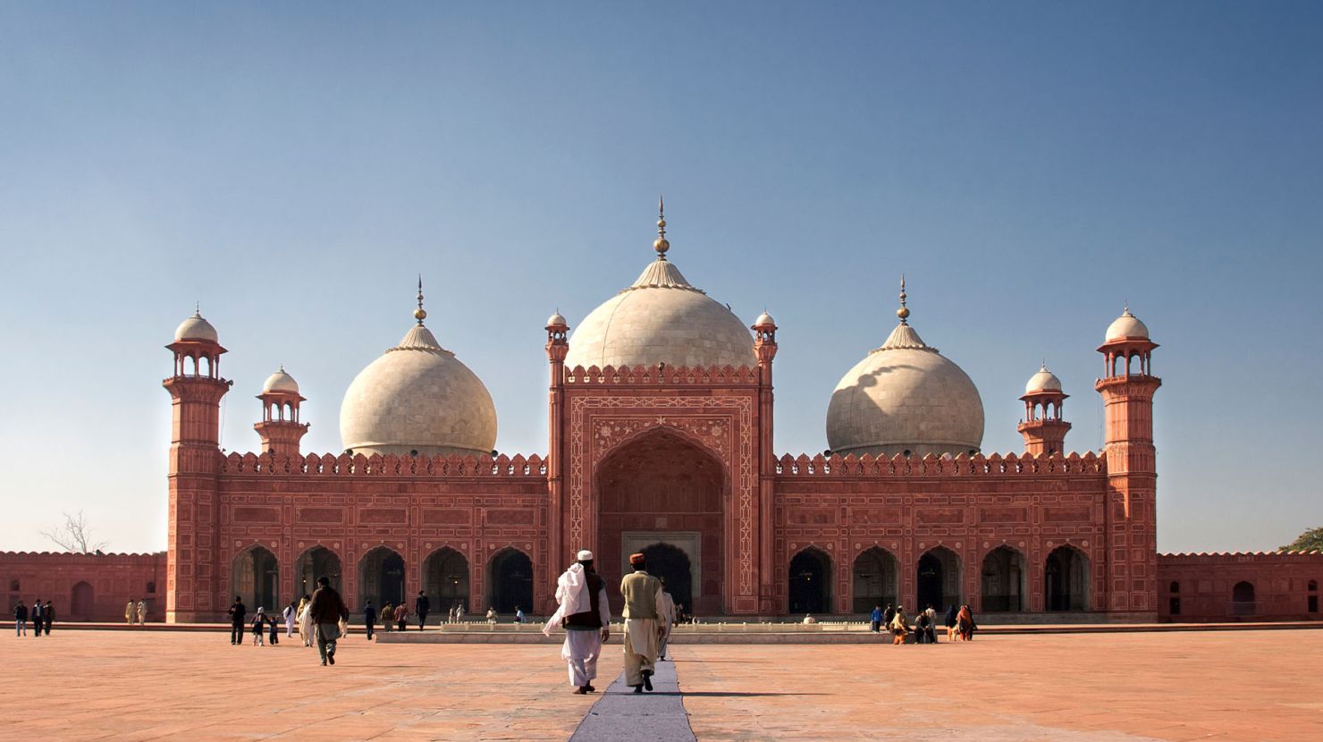 Men enter temple